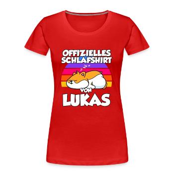 Offizielles Schlafshirt Von Lukas - Frauen Premium Bio T-Shirt - Rot - Vorne - Mia (176cm)