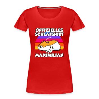 Offizielles Schlafshirt Von Maximilian - Frauen Premium Bio T-Shirt - Rot - Vorne - Mia (176cm)