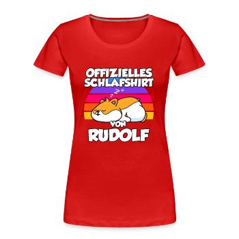 Offizielles Schlafshirt Von Rudolf - Frauen Premium Bio T-Shirt - Rot - Vorne - Mia (176cm)