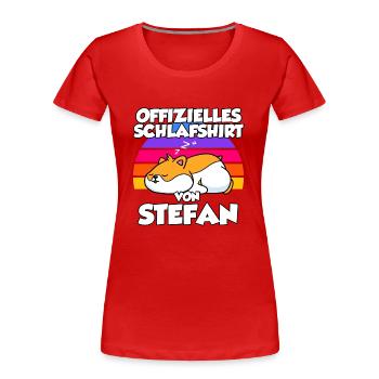 Offizielles Schlafshirt Von Stefan - Frauen Premium Bio T-Shirt - Rot - Vorne - Mia (176cm)