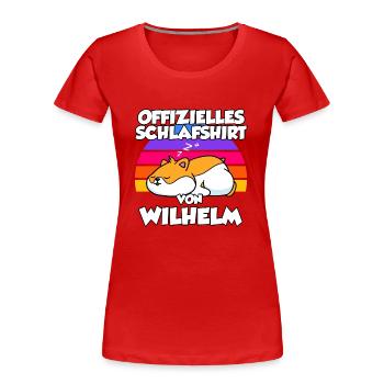 Offizielles Schlafshirt Von Wilhelm - Frauen Premium Bio T-Shirt - Rot - Vorne - Mia (176cm)