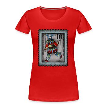 Stamp Fool - Women's Premium Organic T-Shirt - red - Front - Mia (176cm)