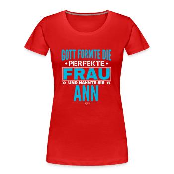 Ann Name Design - Frauen Premium Bio T-Shirt - Rot - Vorne - Mia (176cm)