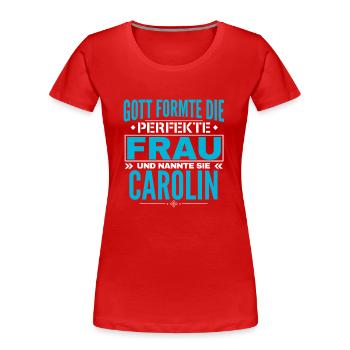 Carolin Name Design - Frauen Premium Bio T-Shirt - Rot - Vorne - Mia (176cm)