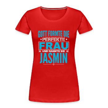 Conception du nom Jasmin - T-shirt bio Premium Femme - rouge - Devant - Mia (176cm)