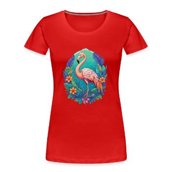 Aesthetic Flamingo Spirituelles Mandala Design - Frauen Premium Bio T-Shirt - Rot - Vorne - Mia (176cm)