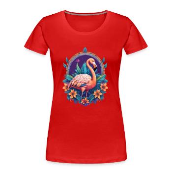 Flamingo Spirituelles Mandala Design - Frauen Premium Bio T-Shirt - Rot - Vorne - Mia (176cm)