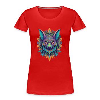 Flughund Mandala Design In Einzigartigem Stil - Frauen Premium Bio T-Shirt - Rot - Vorne - Mia (176cm)