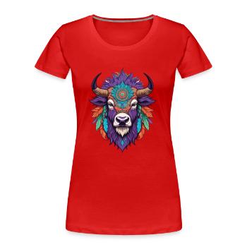 Bison Spirituelles Mandala Traumfänger Design - Frauen Premium Bio T-Shirt - Rot - Vorne - Mia (176cm)