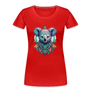Koala Spirituelles Mandala Traumfänger Design - Frauen Premium Bio T-Shirt - Rot - Vorne - Mia (176cm)