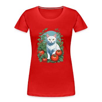 Garten Katze Niedliche Haustier Liebe - Frauen Premium Bio T-Shirt - Rot - Vorne - Mia (176cm)