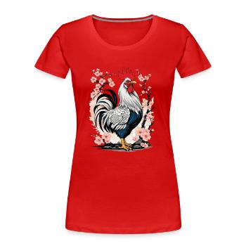 Asian Rooster Aesthetics For Chicken Lovers - Women's Premium Organic T-Shirt - red - Front - Mia (176cm)