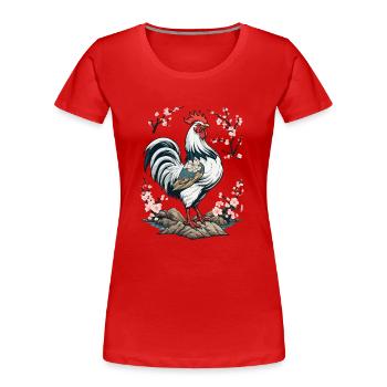 Japanischer Hahn Kirschblüten Aesthetic Design - Frauen Premium Bio T-Shirt - Rot - Vorne - Mia (176cm)
