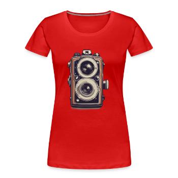 Vintage Fotokamera Aesthetic Fotograf Retro - Frauen Premium Bio T-Shirt - Rot - Vorne - Mia (176cm)