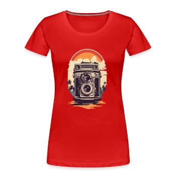 Vintage Fotokamera Aesthetic Fotograf Retro - Frauen Premium Bio T-Shirt - Rot - Vorne - Mia (176cm)