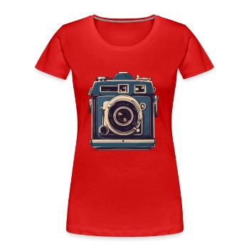 Vintage Fotokamera Aesthetic Retro Fotoapparat - Frauen Premium Bio T-Shirt - Rot - Vorne - Mia (176cm)