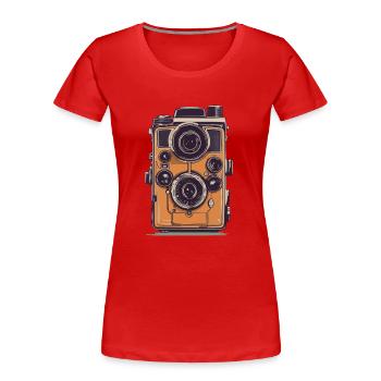 Vintage Fotokamera Aesthetic Retro Fotoapparat - Frauen Premium Bio T-Shirt - Rot - Vorne - Mia (176cm)