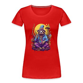 Paresseux Art psychédélique Woodland Mushrooms Music Festival - T-shirt bio Premium Femme - rouge - Devant - Mia (176cm)