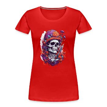 Psychedelic Skull Kunst Wald Pilze Musik Festival - Frauen Premium Bio T-Shirt - Rot - Vorne - Mia (176cm)
