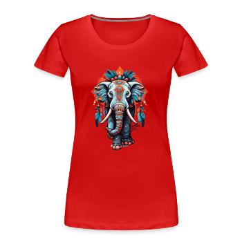 Elefant Spirituelles Mandala Traumfänger Design - Frauen Premium Bio T-Shirt - Rot - Vorne - Mia (176cm)