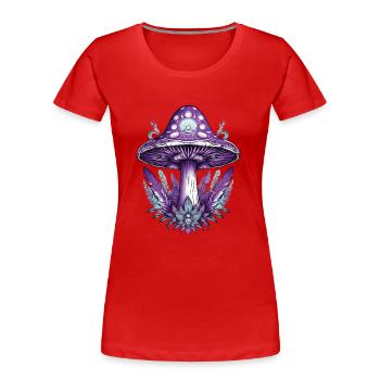 Feder Mandala Pilze Spirituelles Traumfänger - Frauen Premium Bio T-Shirt - Rot - Vorne - Mia (176cm)