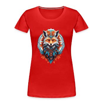 Fuchs Spirituelles Mandala Tier Traumfänger Design - Frauen Premium Bio T-Shirt - Rot - Vorne - Mia (176cm)