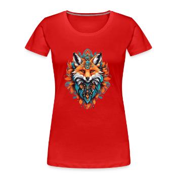 Fuchs Spirituelles Mandala Tier Traumfänger - Frauen Premium Bio T-Shirt - Rot - Vorne - Mia (176cm)