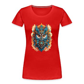 Eule Spirituelles Mandala Tier Traumfänger Design - Frauen Premium Bio T-Shirt - Rot - Vorne - Mia (176cm)