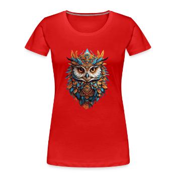 Eule Spirituelles Mandala Tier Traumfänger Design - Frauen Premium Bio T-Shirt - Rot - Vorne - Mia (176cm)