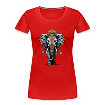Elefant Spirituelles Mandala Traumfänger Design - Frauen Premium Bio T-Shirt - Rot - Vorne - Mia (176cm)