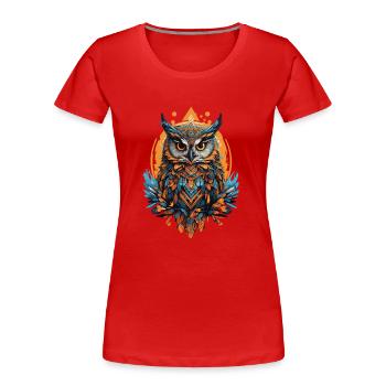 Attrape-rêves animal Mandala spirituel hibou - T-shirt bio Premium Femme - rouge - Devant - Mia (176cm)