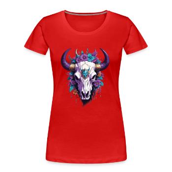 Spirituelles Mandala Totemtier Skull Design - Frauen Premium Bio T-Shirt - Rot - Vorne - Mia (176cm)