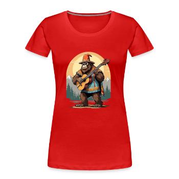 Bigfoot Mexikanischer Mariachi Gitarren Fiesta - Frauen Premium Bio T-Shirt - Rot - Vorne - Mia (176cm)