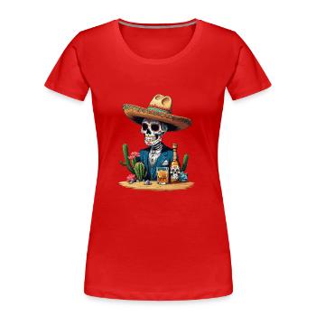 Zuckerschädel Ikonisches Mexiko Getränk Feiern - Frauen Premium Bio T-Shirt - Rot - Vorne - Mia (176cm)