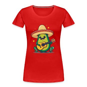 Avocado Mexikanischer Mariachi Gitarren Fiesta - Frauen Premium Bio T-Shirt - Rot - Vorne - Mia (176cm)