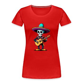 Mexikanischer Mariachi Skelett Gitarrist Fiesta - Frauen Premium Bio T-Shirt - Rot - Vorne - Mia (176cm)