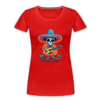 Mexikanischer Mariachi Skelett Gitarrenspieler - Frauen Premium Bio T-Shirt - Rot - Vorne - Mia (176cm)