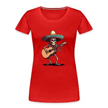 Mexikanischer Mariachi Skelett Gitarrist - Frauen Premium Bio T-Shirt - Rot - Vorne - Mia (176cm)
