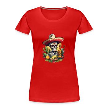 Skull Cinco De Mayo Lustiges Mexiko Design - Frauen Premium Bio T-Shirt - Rot - Vorne - Mia (176cm)