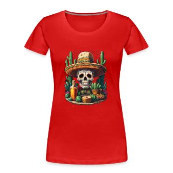 Tequila Drink Skull Cinco De Mayo Mexiko Feiern - Frauen Premium Bio T-Shirt - Rot - Vorne - Mia (176cm)