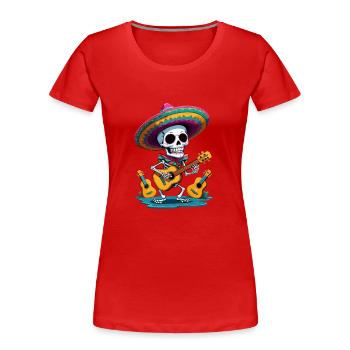 Skelett Mexikanischer Mariachi Gitarrenspieler - Frauen Premium Bio T-Shirt - Rot - Vorne - Mia (176cm)