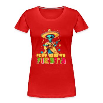 Hier Für Fiesta Lustiger Spruch Mexikanischer - Frauen Premium Bio T-Shirt - Rot - Vorne - Mia (176cm)