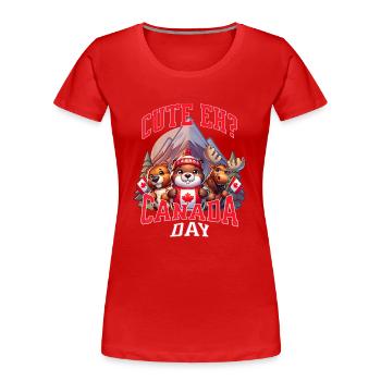 Joli Eh Joyeux drapeau de la fête du Canada - T-shirt bio Premium Femme - rouge - Devant - Mia (176cm)