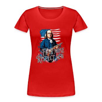 Fürchtet Niemanden, Respektiert Wenige. - Frauen Premium Bio T-Shirt - Rot - Vorne - Mia (176cm)