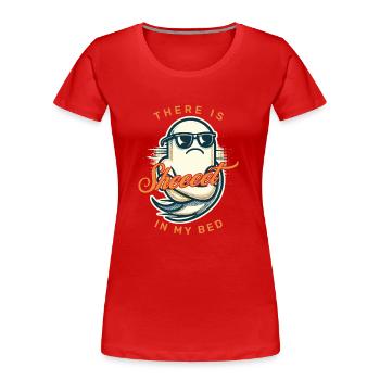 Drôle de fantôme disant qu’il y a une feuille de costume - T-shirt bio Premium Femme - rouge - Devant - Mia (176cm)