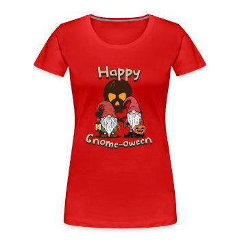 Happy Gnome-Oween Lustiger Halloween Gnom Spruch - Frauen Premium Bio T-Shirt - Rot - Vorne - Mia (176cm)