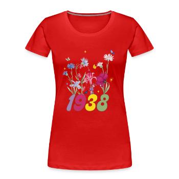 Geburtsjahr 1938 Wildblumen - Frauen Premium Bio T-Shirt - Rot - Vorne - Mia (176cm)