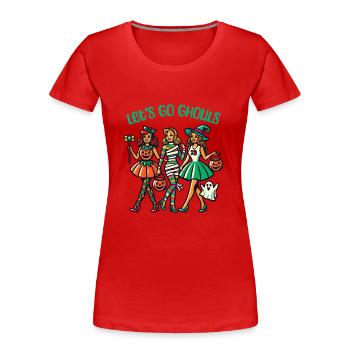 Funny Halloween Girl Let's Go Ghouls - Women's Premium Organic T-Shirt - red - Front - Mia (176cm)
