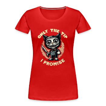 Lustiger Katzen Spruch only The Tip Psycho Katze - Frauen Premium Bio T-Shirt - Rot - Vorne - Mia (176cm)