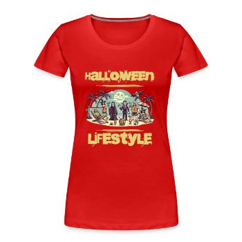 Halloween Lifestyle Strand-Party Spaß - Frauen Premium Bio T-Shirt - Rot - Vorne - Mia (176cm)